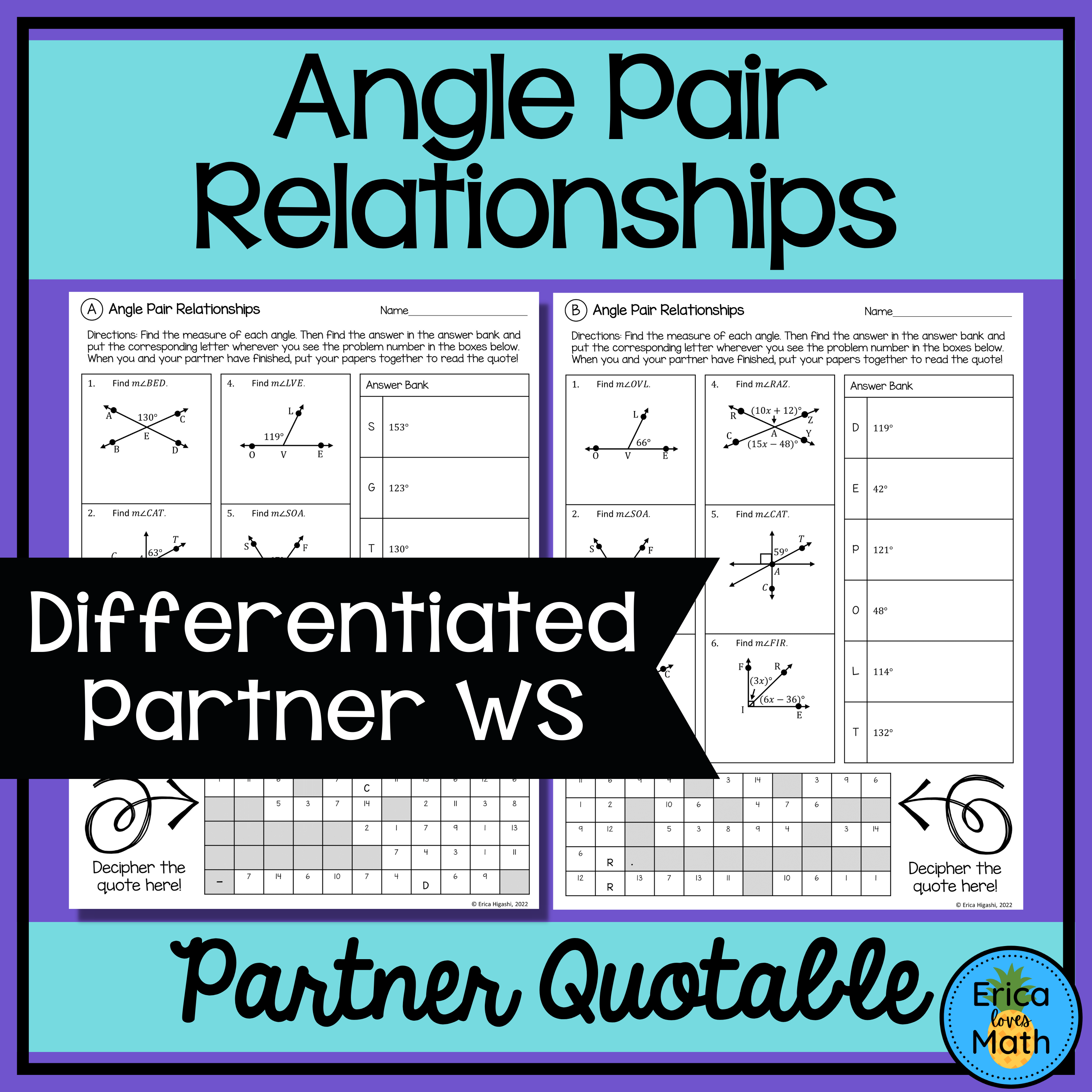 angle pair relationships worksheet