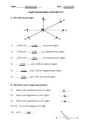 angle pairs worksheet with answers