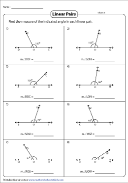 Linear Pairs of Angles Worksheets