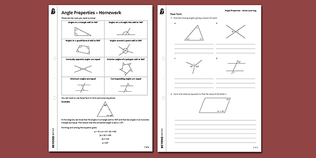 ? Angle Properties KS3 Walkthrough Worksheet - Twinkl