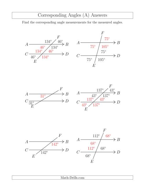Corresponding Angle Relationships (A)