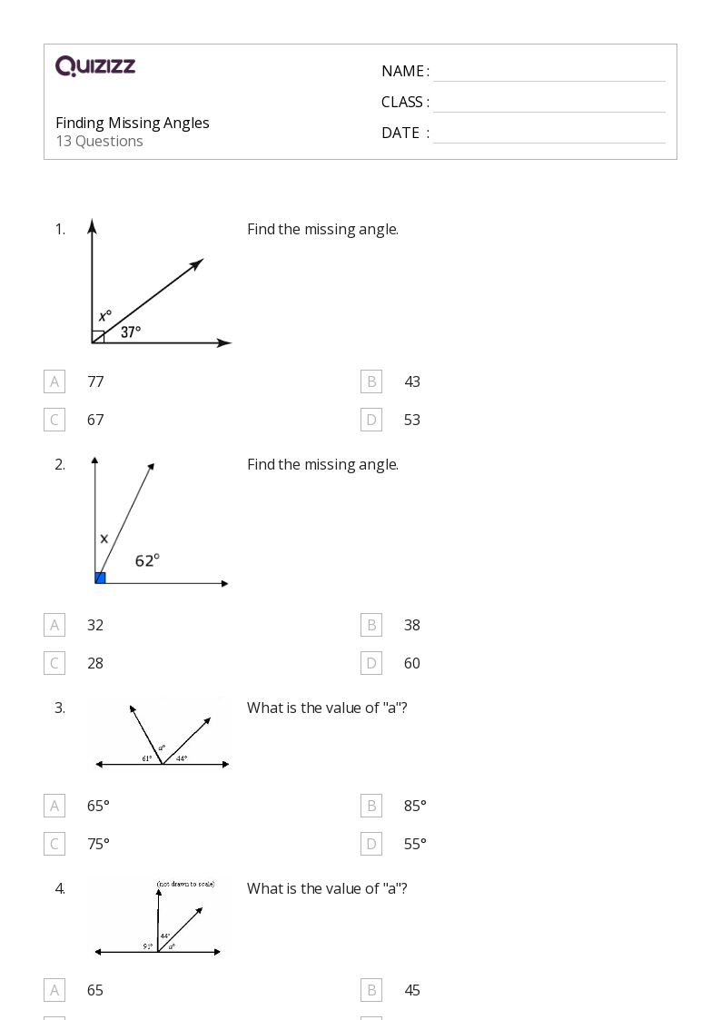 50+ Angles worksheets for 6th Class on Quizizz | Free &  Printable