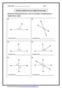 Relationship of Angles Worksheet for 4th - 7th Grade | Lesson Planet