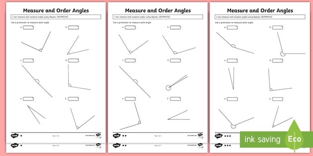 Measure and Order Angles Differentiated Worksheet - Twinkl
