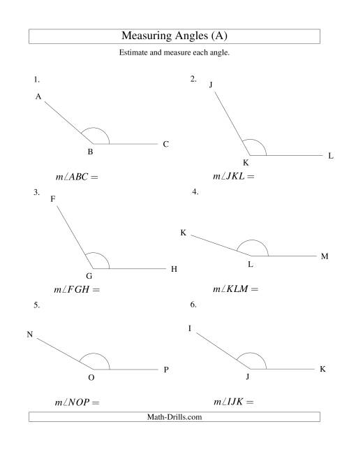 Measuring Angles Between 90° and 175° (A)