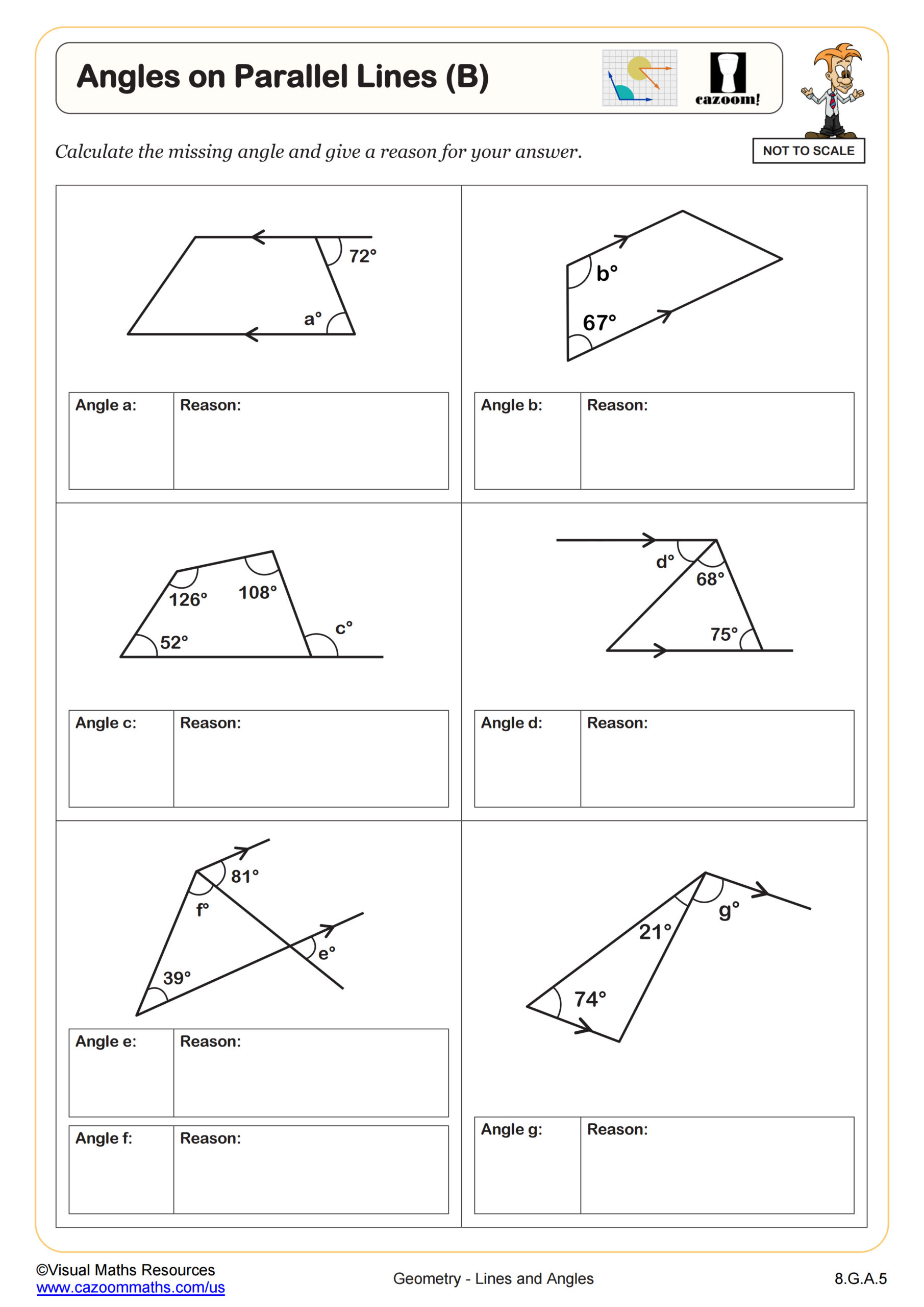 Calculating Angles on Parallel Lines with Transversals (B ...