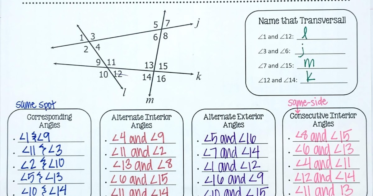 angles formed by transversals worksheet