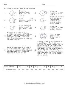 Quiz: Angles in Circles - Angles Outside the Circle Worksheet for ...