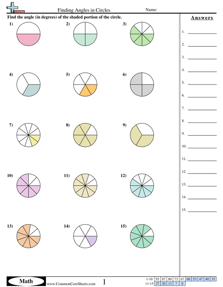 angles in circles worksheet