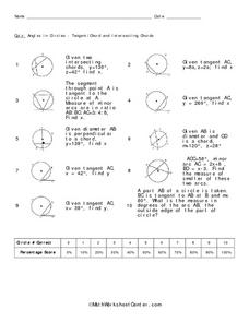 Angles in Circles Worksheet for 10th Grade | Lesson Planet