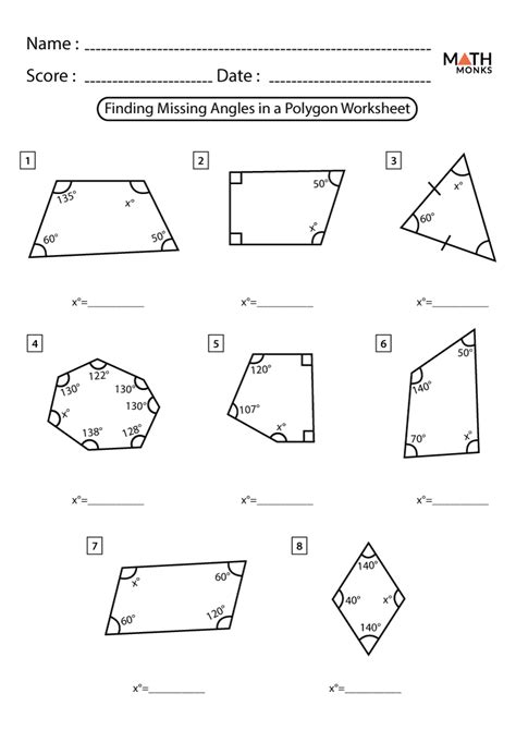 Interior Exterior Angles Of Polygons Worksheet