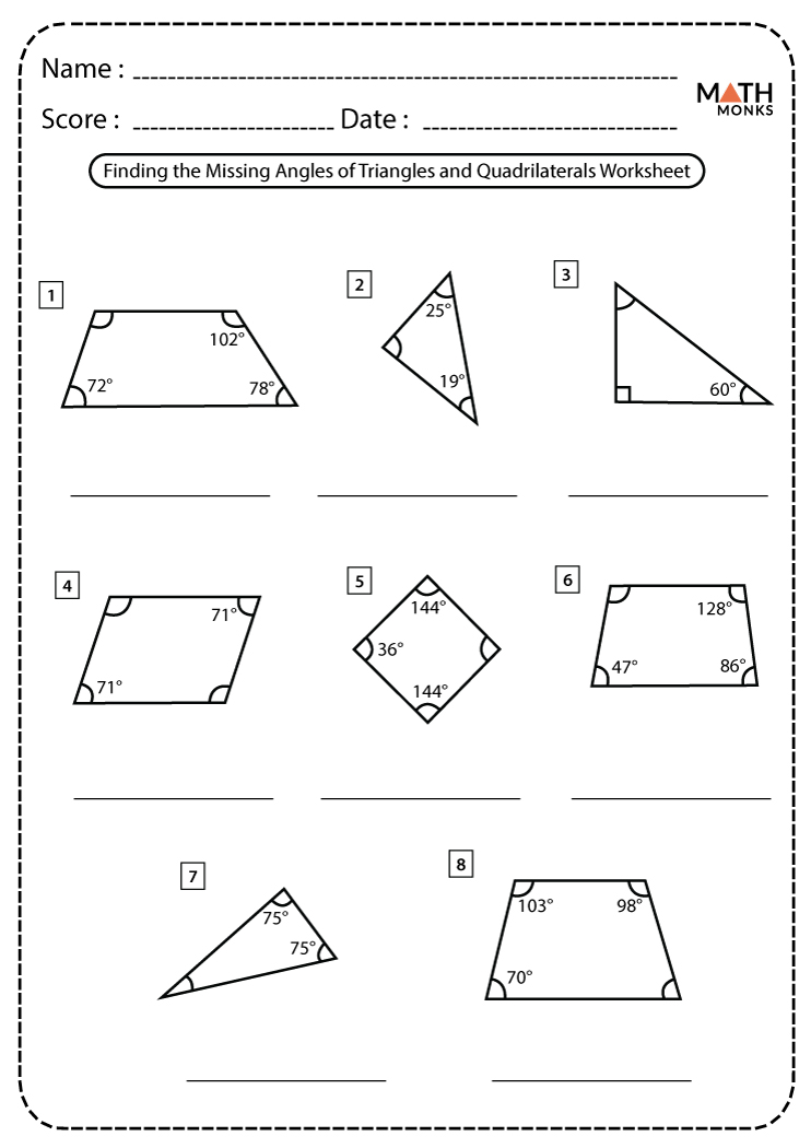 Triangles and Quadrilaterals Worksheets - Math Monks
