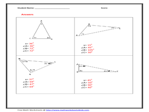 angles in triangles worksheet answers
