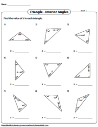 Angle Sum Property and Exterior Angle Theorem | Triangle Worksheets
