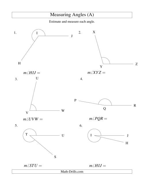 Measuring Angles Between 5° and 355° (A)