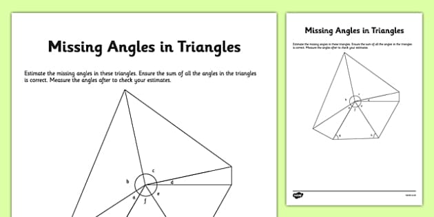 angles of a triangle worksheet