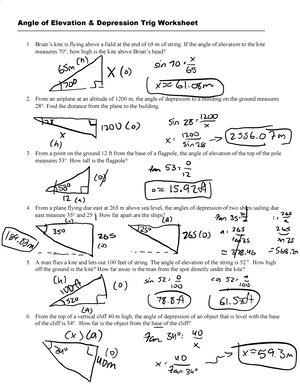 Angles of Elevation and Depression Practice - Angle of Elevation ...