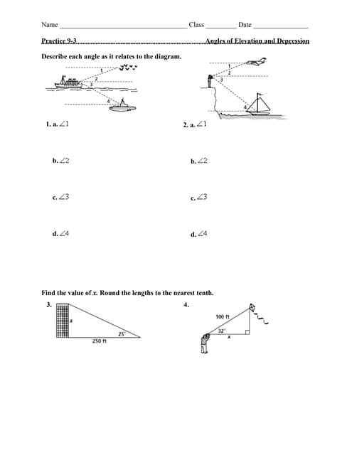 9 3 angles of elevation and depression | PDF