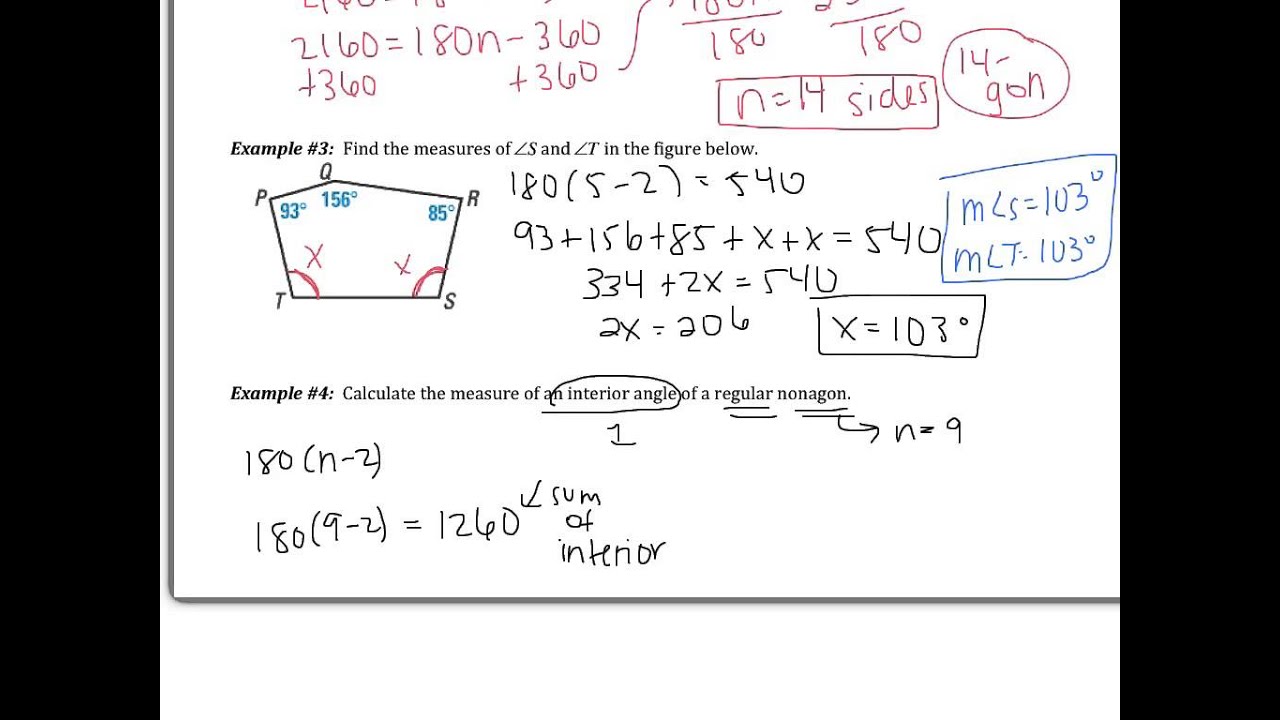 angles of polygon worksheet 8 answer key