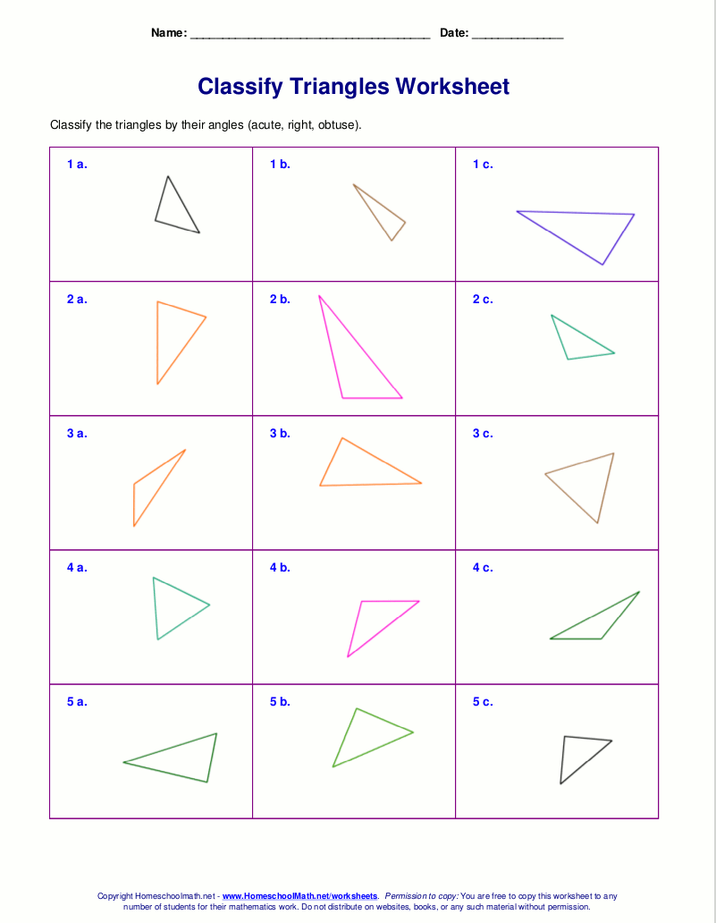 angles of triangle worksheet