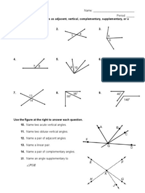 Angle Pairs Worksheet | PDF