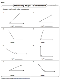 Measuring Angles with a Protractor Worksheets