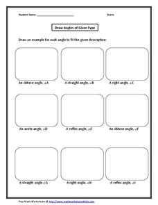 Draw Angles of Given Type Worksheet for 3rd - 6th Grade | Lesson ...