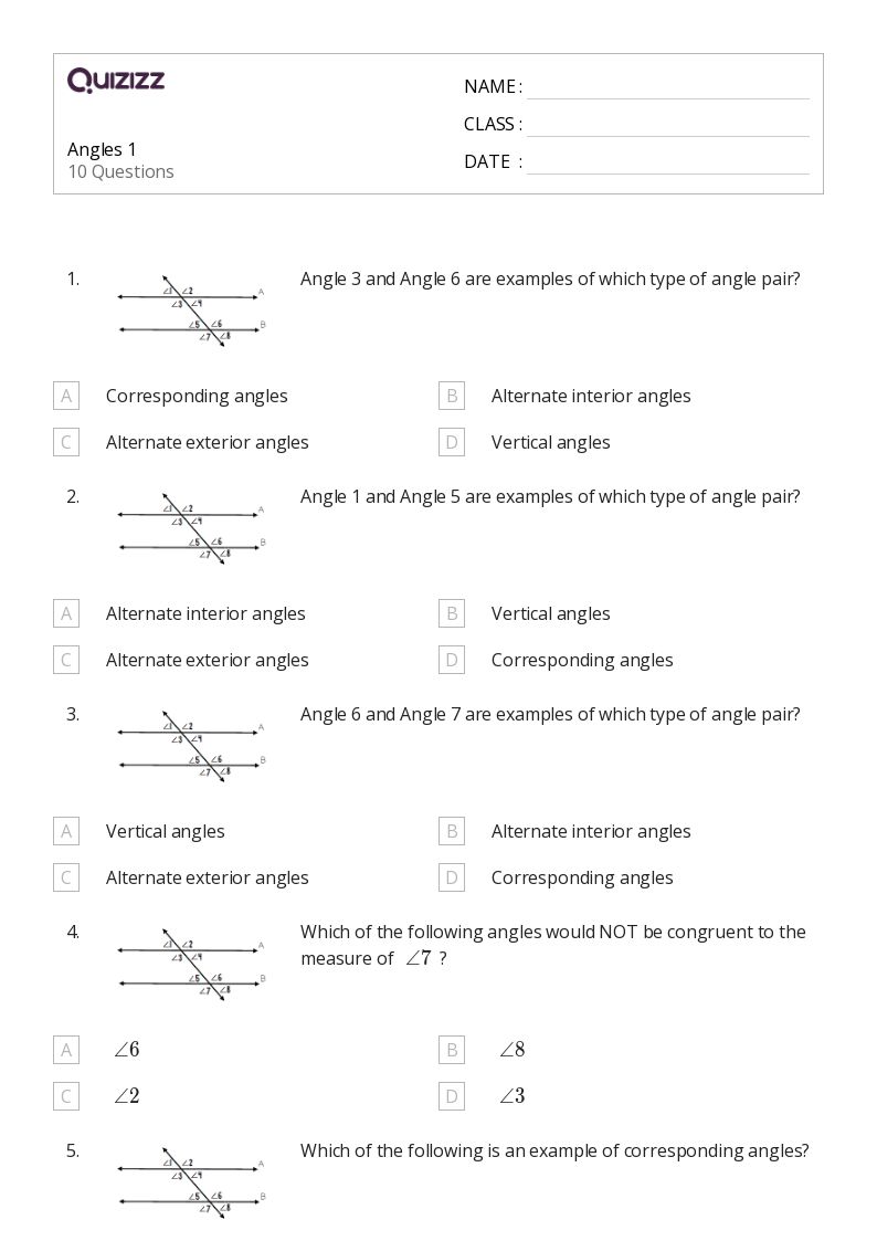 50+ Angles worksheets for 7th Class on Quizizz | Free &  Printable