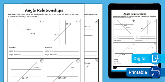 Eighth Grade Angle Relationship Activity (teacher made)