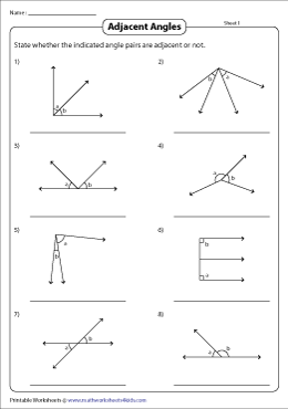Adjacent Angles Worksheets