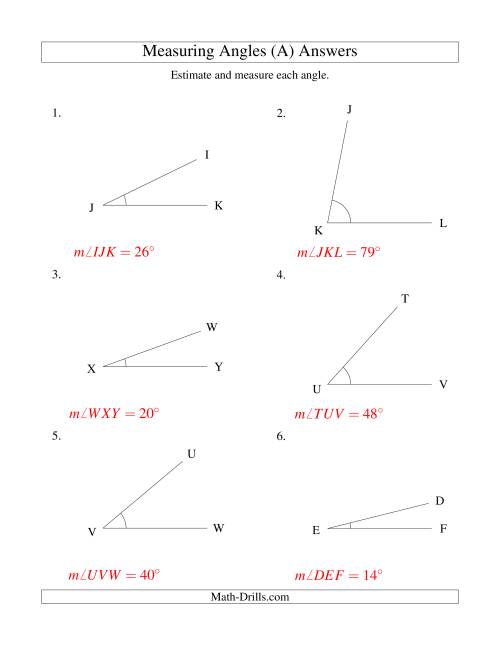 Measuring Angles Between 5° and 90° (A)