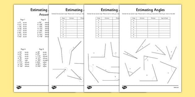 Estimating Angles Worksheet (teacher made) - Twinkl