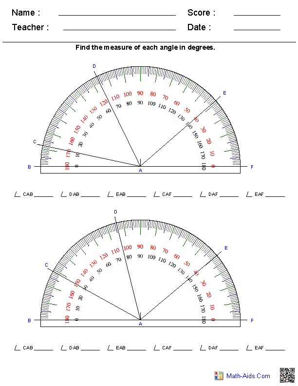 Geometry Worksheets | Angles Worksheets