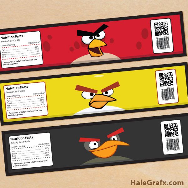 angry birds water bottle labels printable