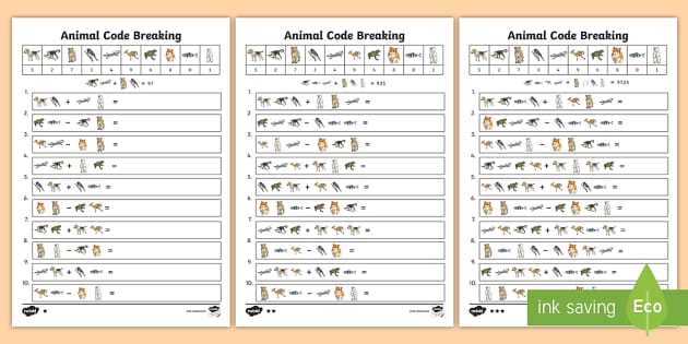 animal addition worksheet