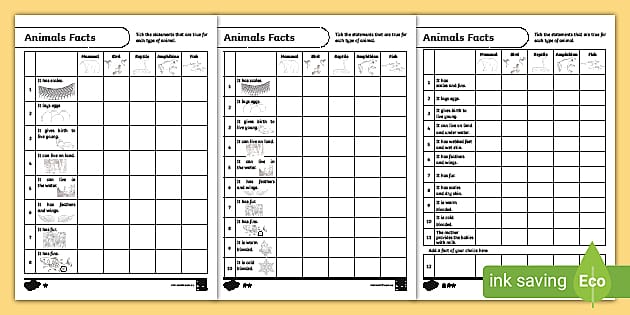 animal classification worksheet for preschoolers