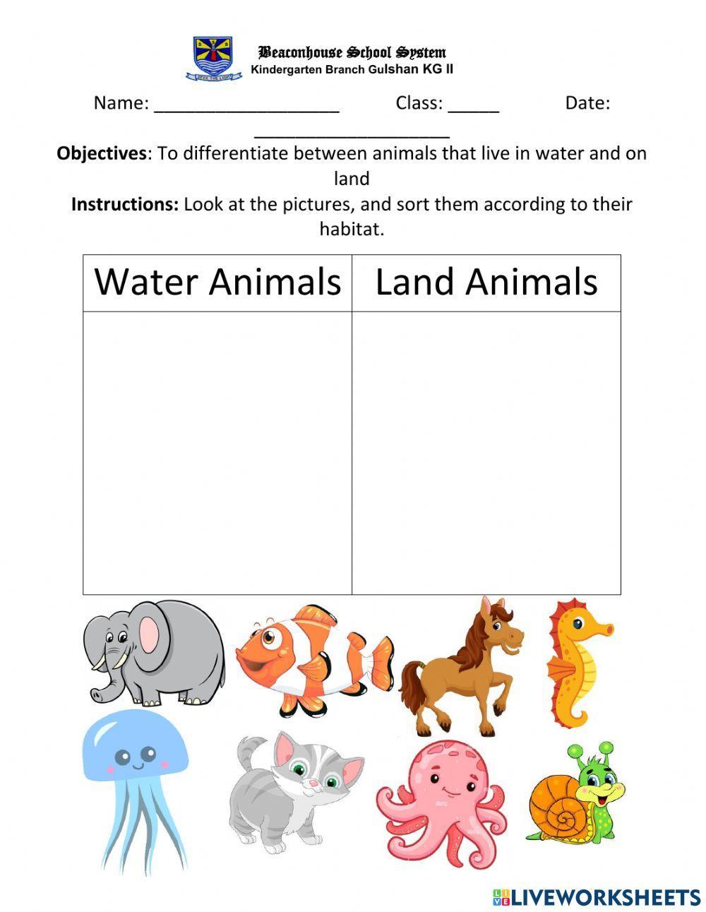 Animal Habitat online activity for KG Live Worksheets Worksheets