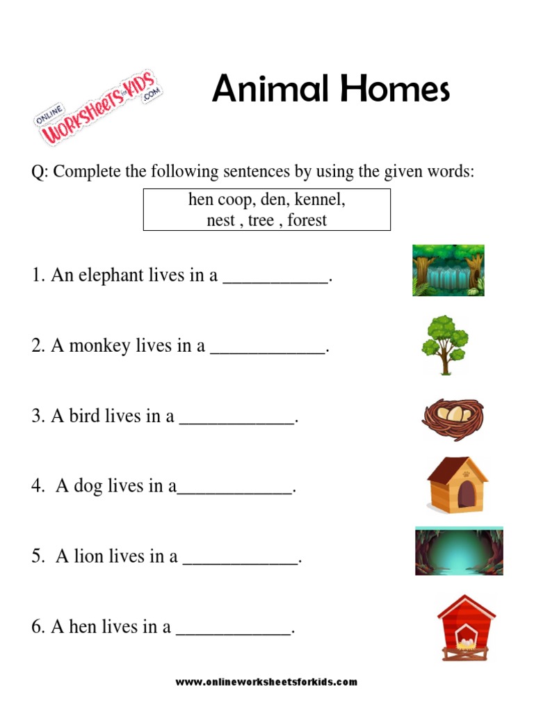Animal Homes Worksheet For Grade 1 10 PDF Worksheets Library Animal Homes Worksheet For Grade 1 10 PDF Worksheets Library
