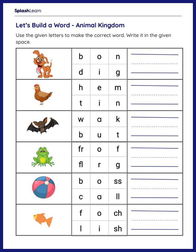 Words from animal kingdom - ELA Worksheets - SplashLearn