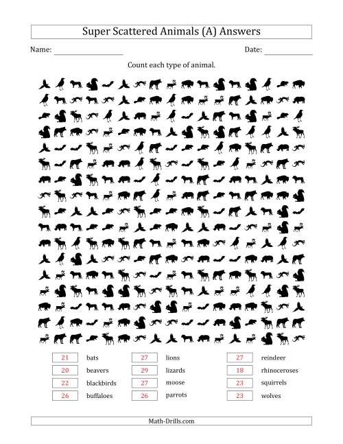animal maths worksheet