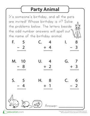 Animal Math | Worksheet 