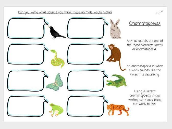 animal onomatopoeia worksheet