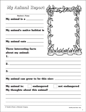 My Animal Report: Fill-in Research Report | Printable Skills ...