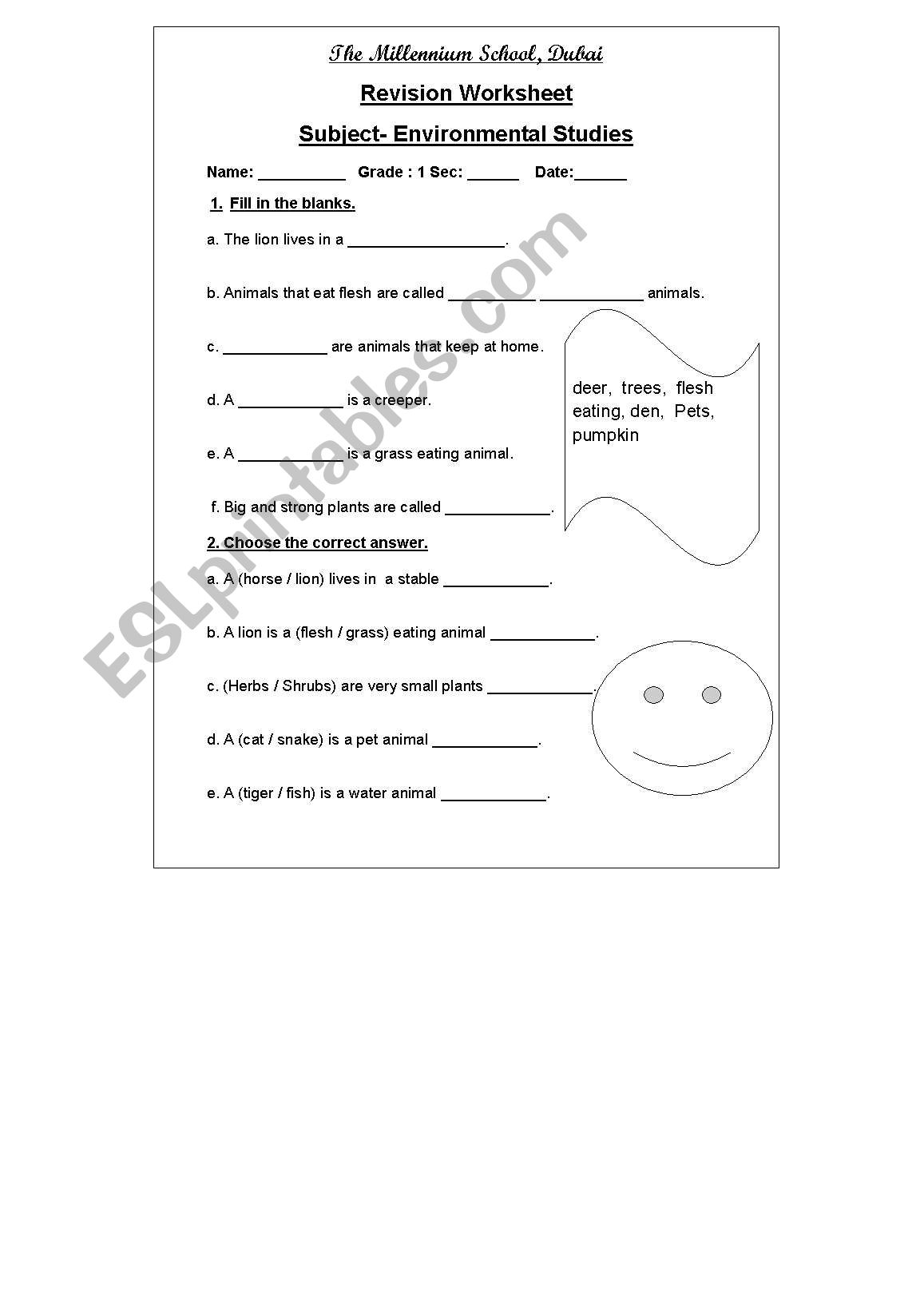 animal worksheet for 2nd grade
