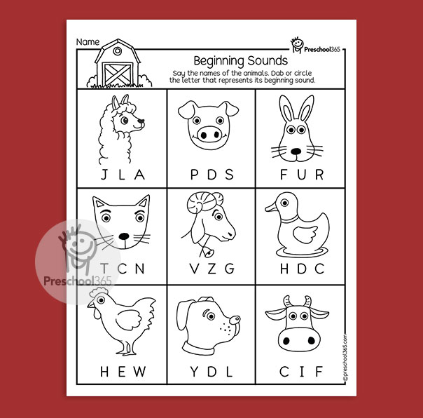 animal worksheet for preschool