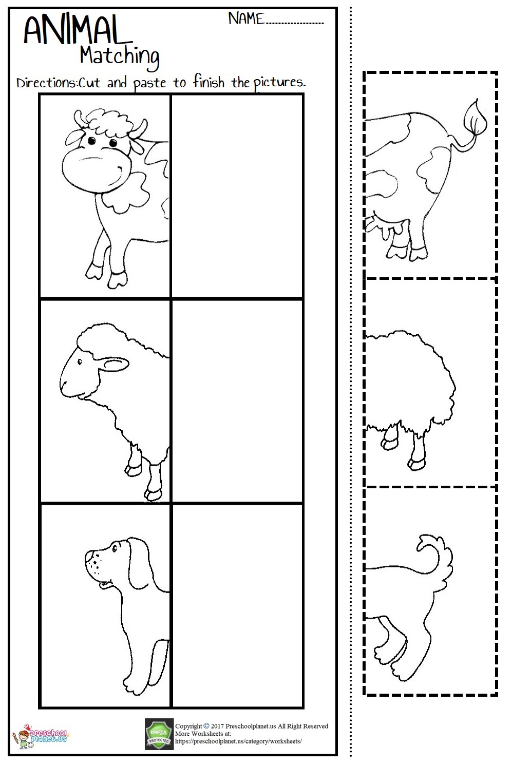 animal worksheet for preschoolers