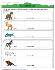 animals and their habitat worksheet