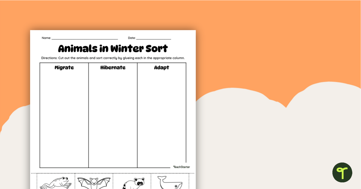 Animals in Winter - Kindergarten Science Worksheet | Teach Starter