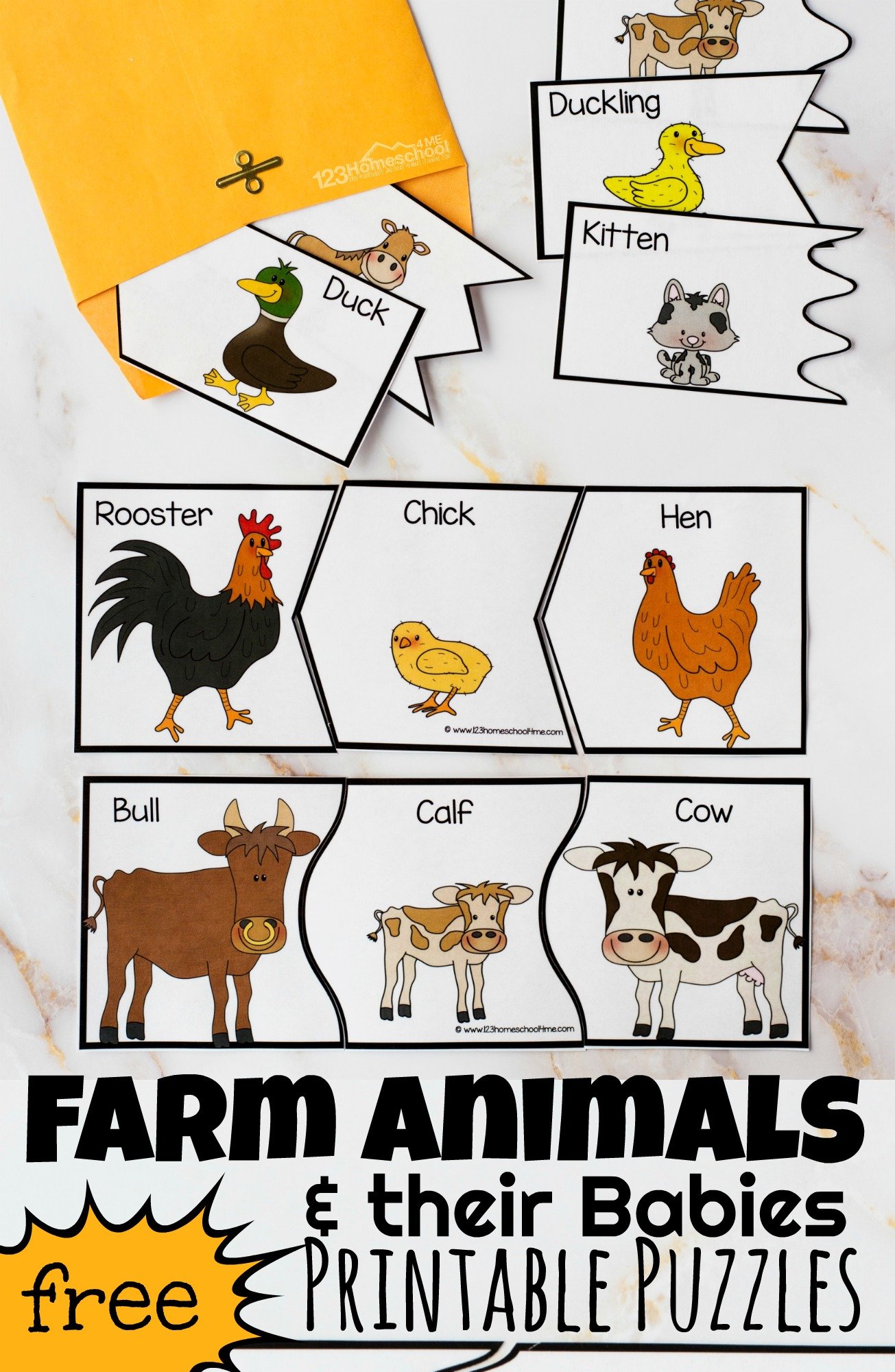 ? FREE Farm Animals and their Babies Printables Puzzles Activities
