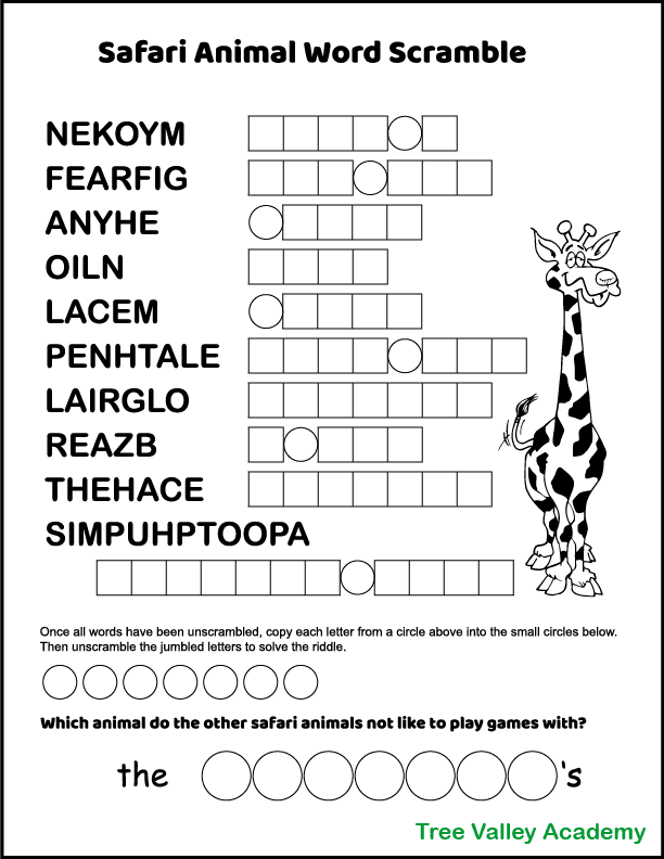 animals vocabulary games printable